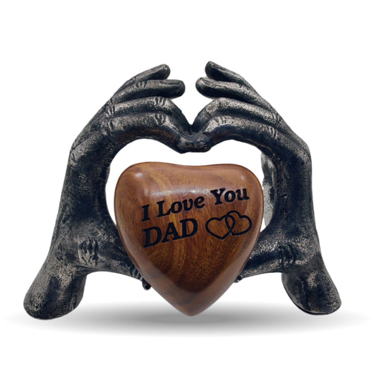 ZAHANAARA Wooden Heart Urn for Ashes|Handcrafted Memorial Box for Funeral |Memorial Gifts, Ashes Keepsake |Aluminum Mini Cremation Urns for Adult Male|I Love You Dad Engraved Tribute|Silver, 3 cu in