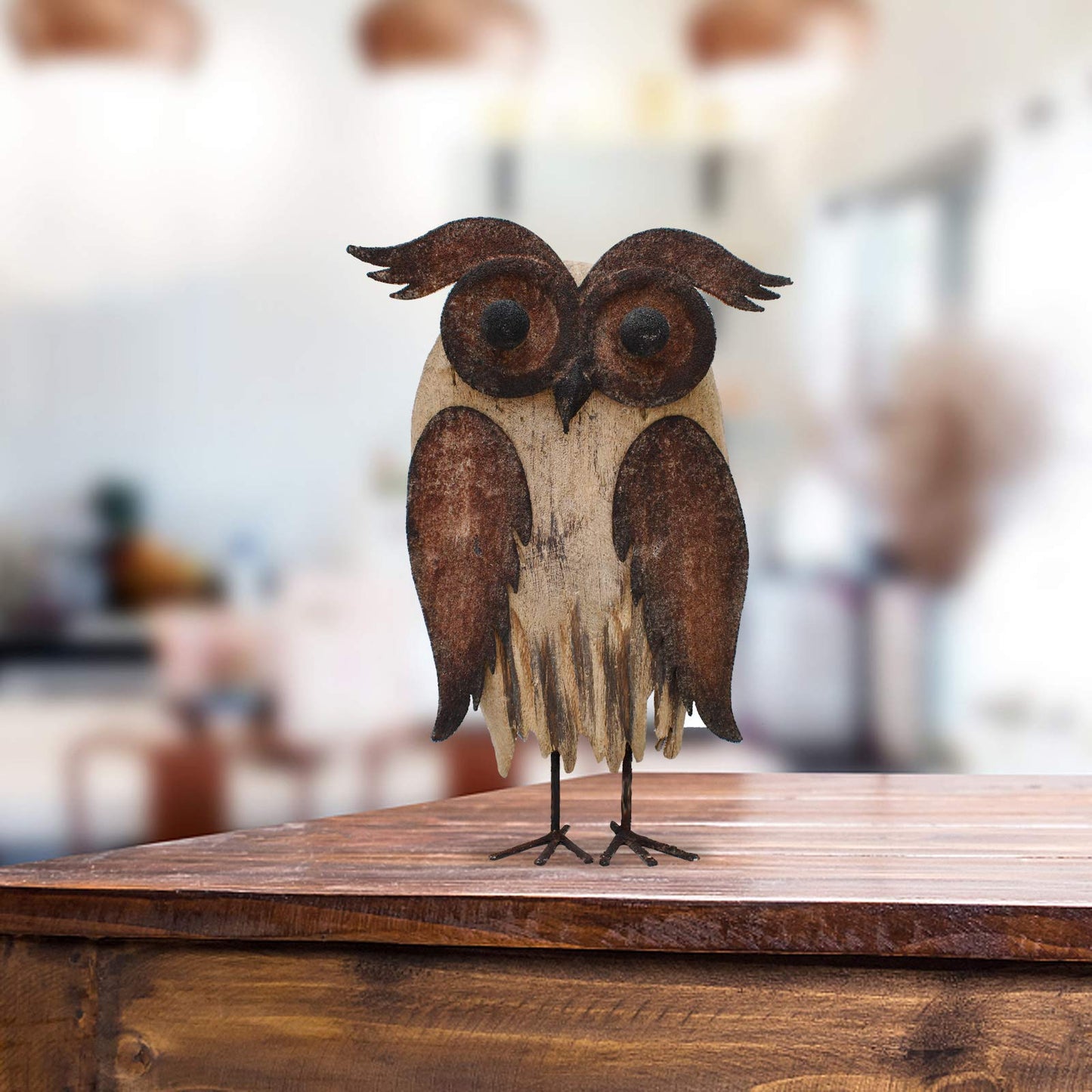 Rustic Owl Figurines Decor Animal Statue for Home - Wooden Stand Owl Sculptures Decorations for Living Room Bedroom - Shelf Decoration Decorative Tabletop Collection (Owl Family)