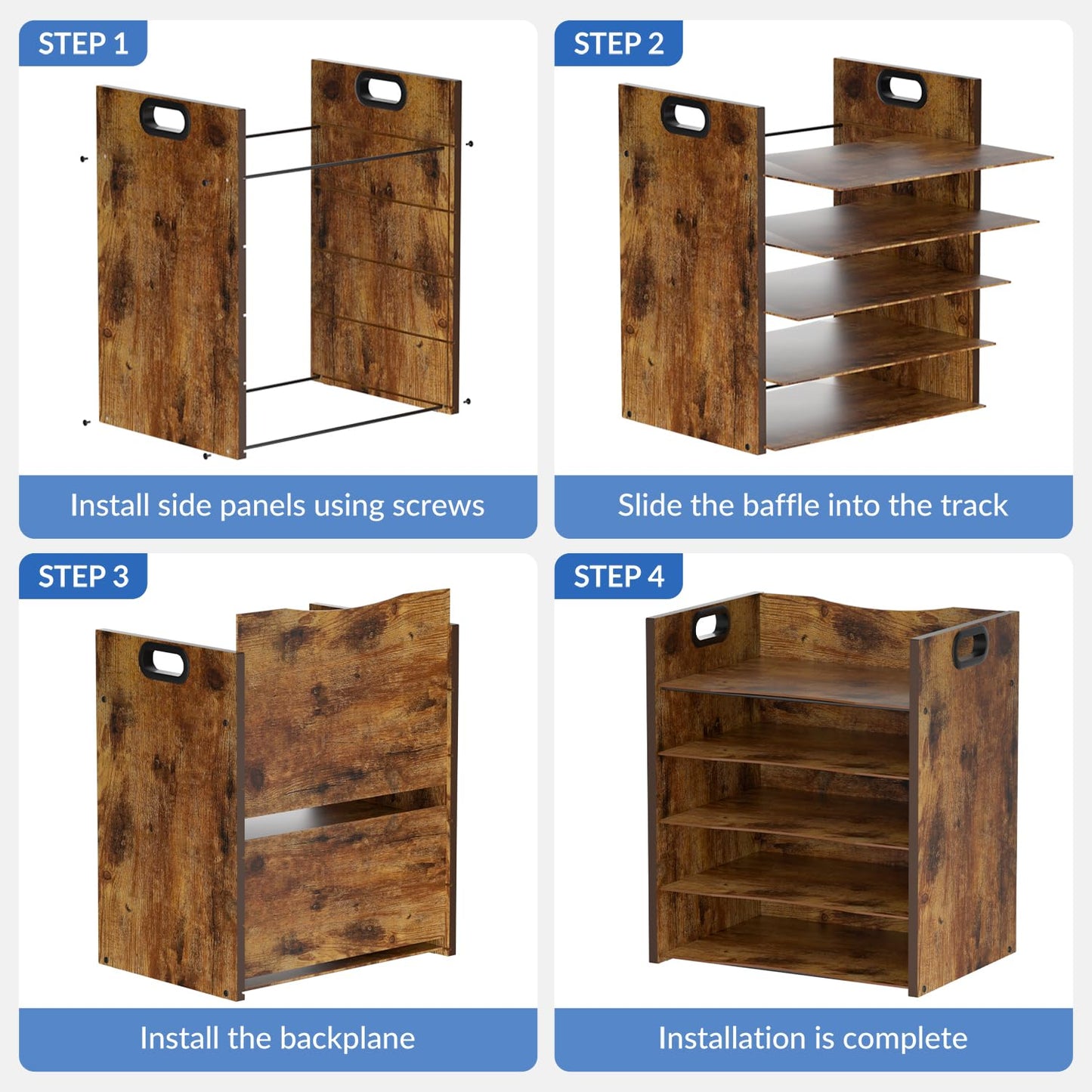 LMZAPET 5-Tier Wood Paper Organizer, File Holder for Desk With Handle - Wooden Paper Letter Tray, Desk Organizer and Accessories, File Cabinet for Home Office, School