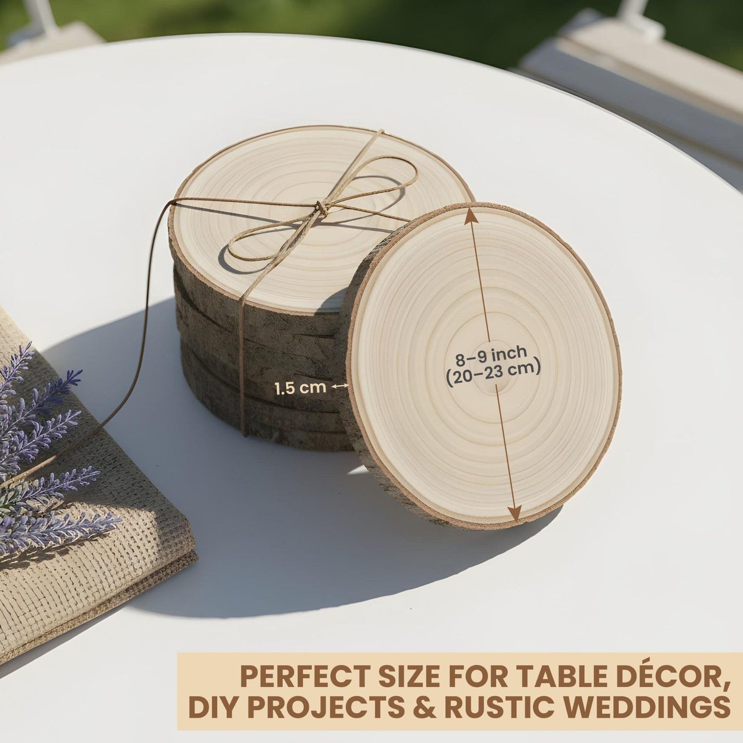 10 Pack Wood Centerpieces for Tables Natural Round Wood Slices for Rustic Wedding Decor and Table Decorations Unfinished Wooden Rounds (8–9 inch)
