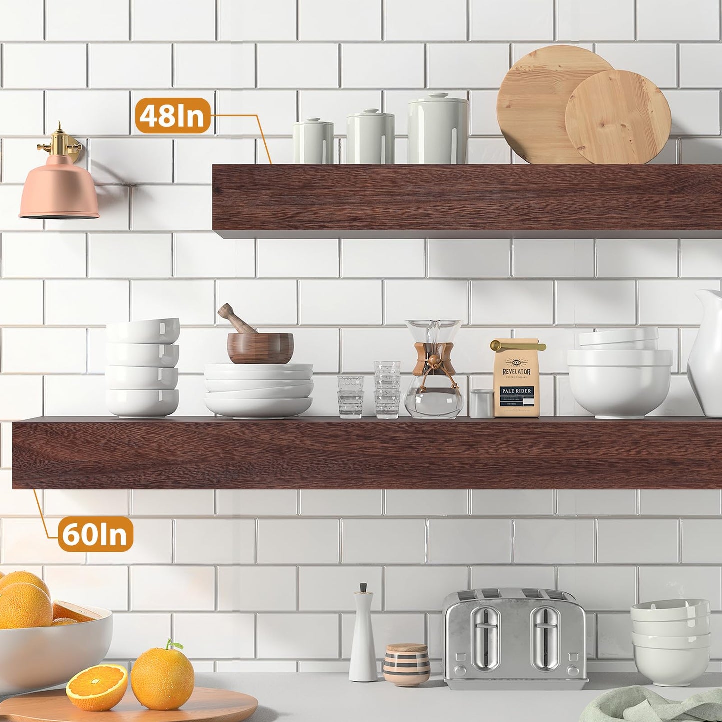 QianYong 48 Inch Solid Wood Fireplace Mantel Shelf, Rustic Brown