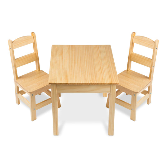Melissa & Doug Solid Wood Kids Table and Chairs (2), Premium Quality Wooden Toddler Table and Chair Set for Kids Playroom Furniture & Montessori Classroom Furniture for Boys & Girls Ages 3+