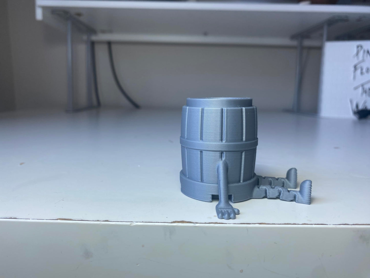 Articulated Barrel Man Desk Decor - Matte Silver Rustic Inspired Figurine for Home Bar, Office Shelf Accessory, and Unique Gift for Collectors - Poseable Barrel Character