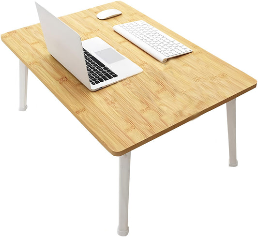 LKBBC Foldable Laptop Desk for Bed, Bed Laptop Table, Foldable Portable Lap Bed Tray, 23.6 Inch Floor Table for Drawing, Reading and Writing, Bamboo