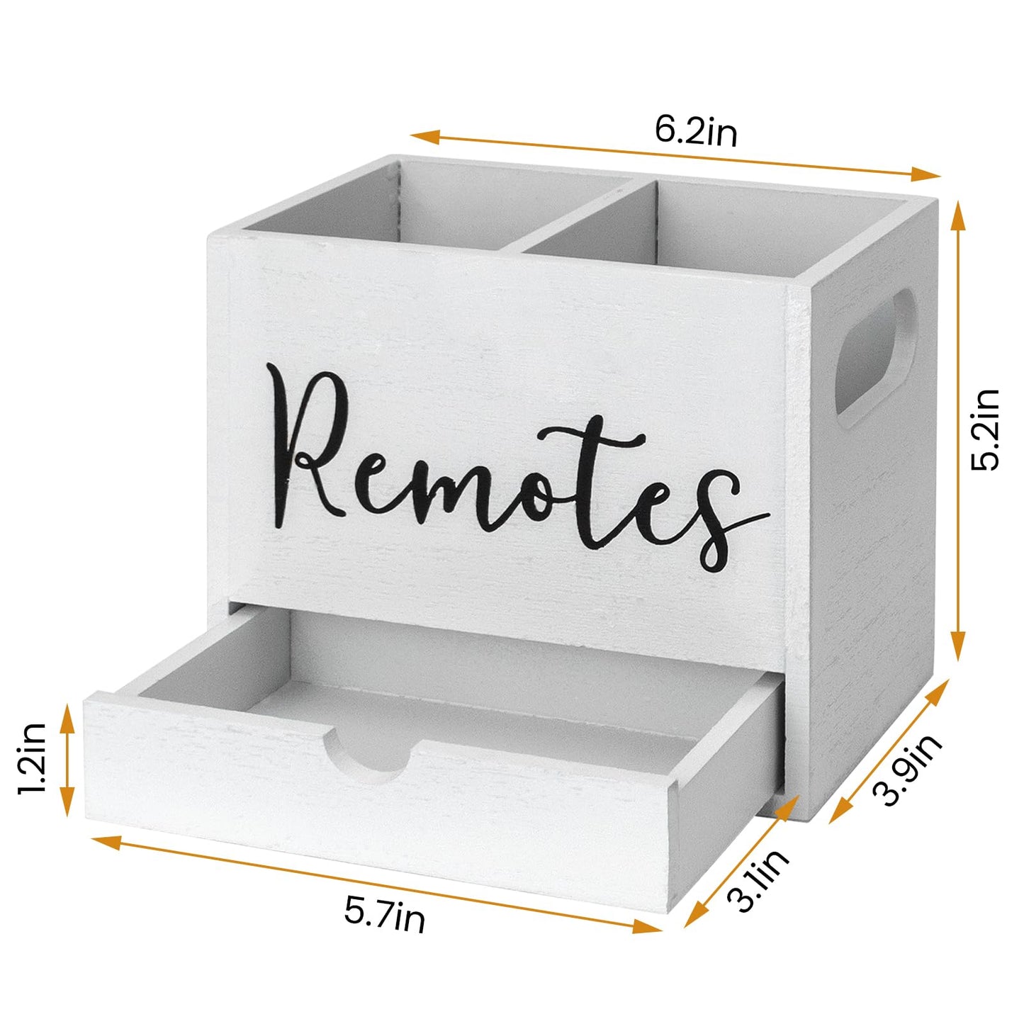 MZYOUHUO Remote Control Holder, 2 Slot Wooden TV Remote Holder for Table, Remote Box Desk Organizer with Drawers for Home Nightstand Office Supplies (White)