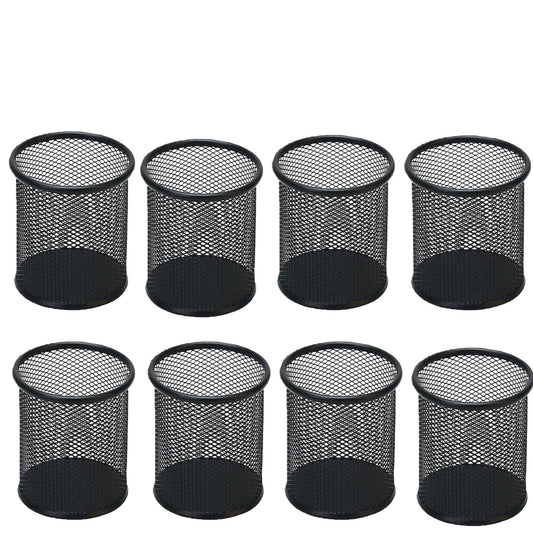 SNOW COOLER Pen Holder Mesh Pencil Holder Metal Pen Holder Pencil Holder for Desk Office Pen Organizer Black, 8 Pack