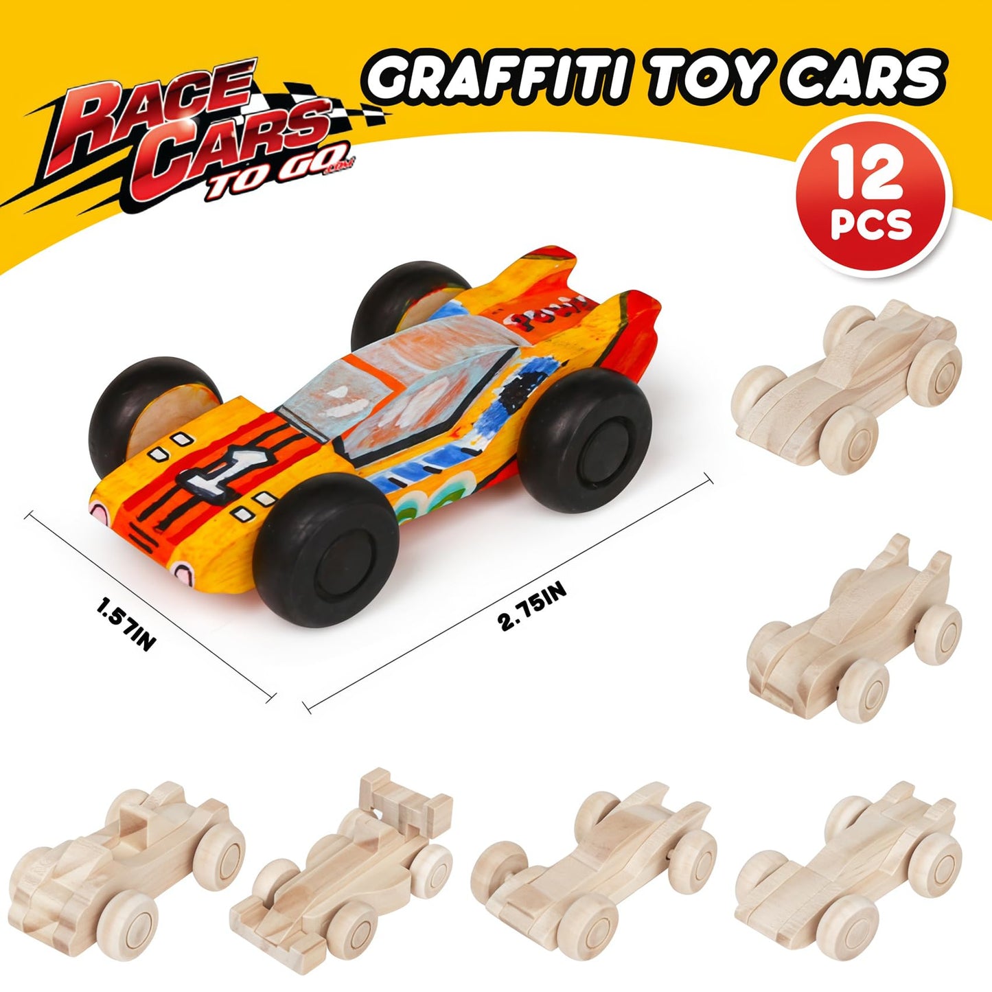 WANTKA 12 Pieces Unfinished Wooden Cars, Wood DIY Cars Arts and Crafts Kit for Students Home Activities Easy Woodworking and Family Time (Paints and Brushes not Included)