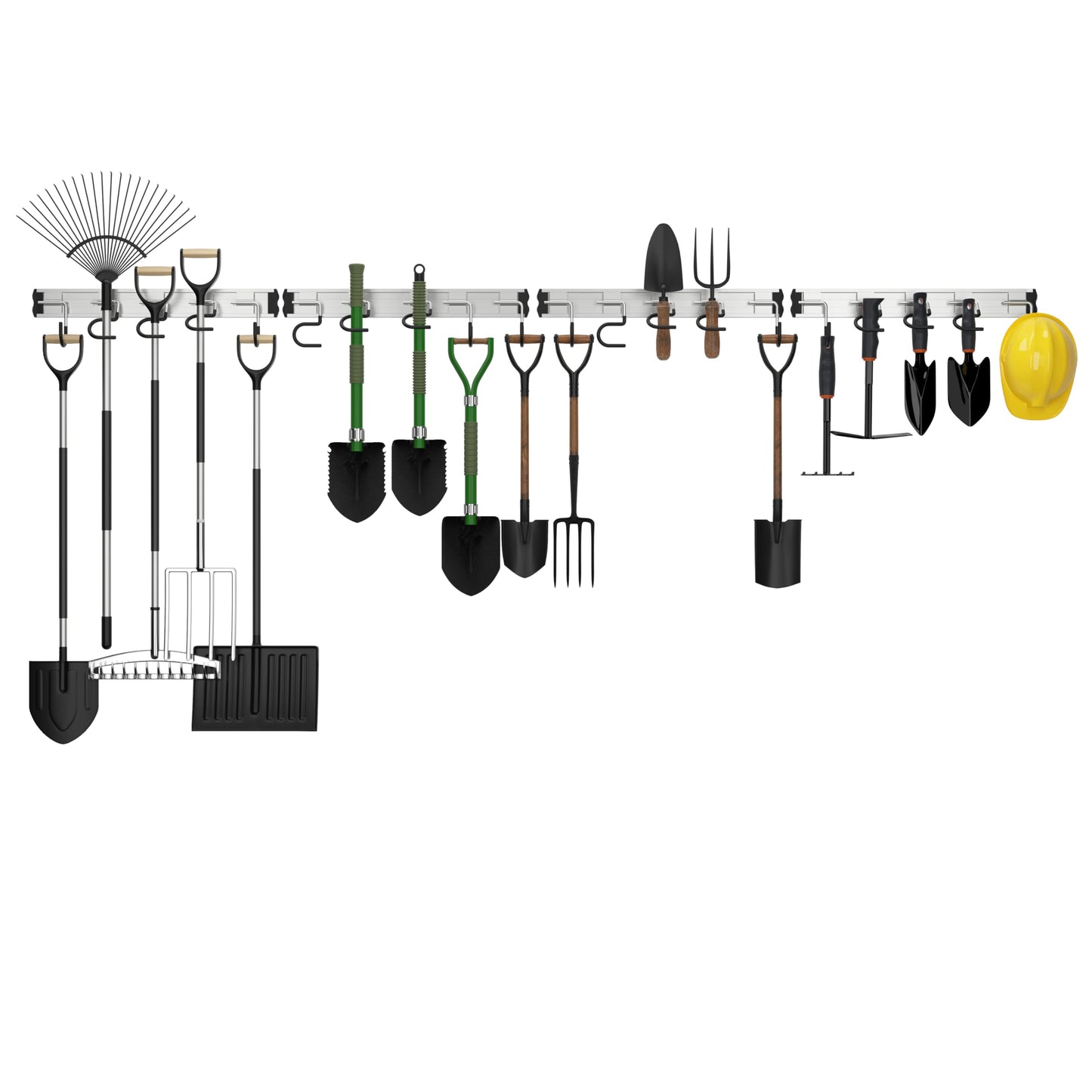 HUPBIPY 69'' Aluminum Alloy Garden Tool Organizer Wall Mount Garage Organizers and Storage with Hooks Tool Hangers for Shed Hooks for Shovel, Rake, Broom & More