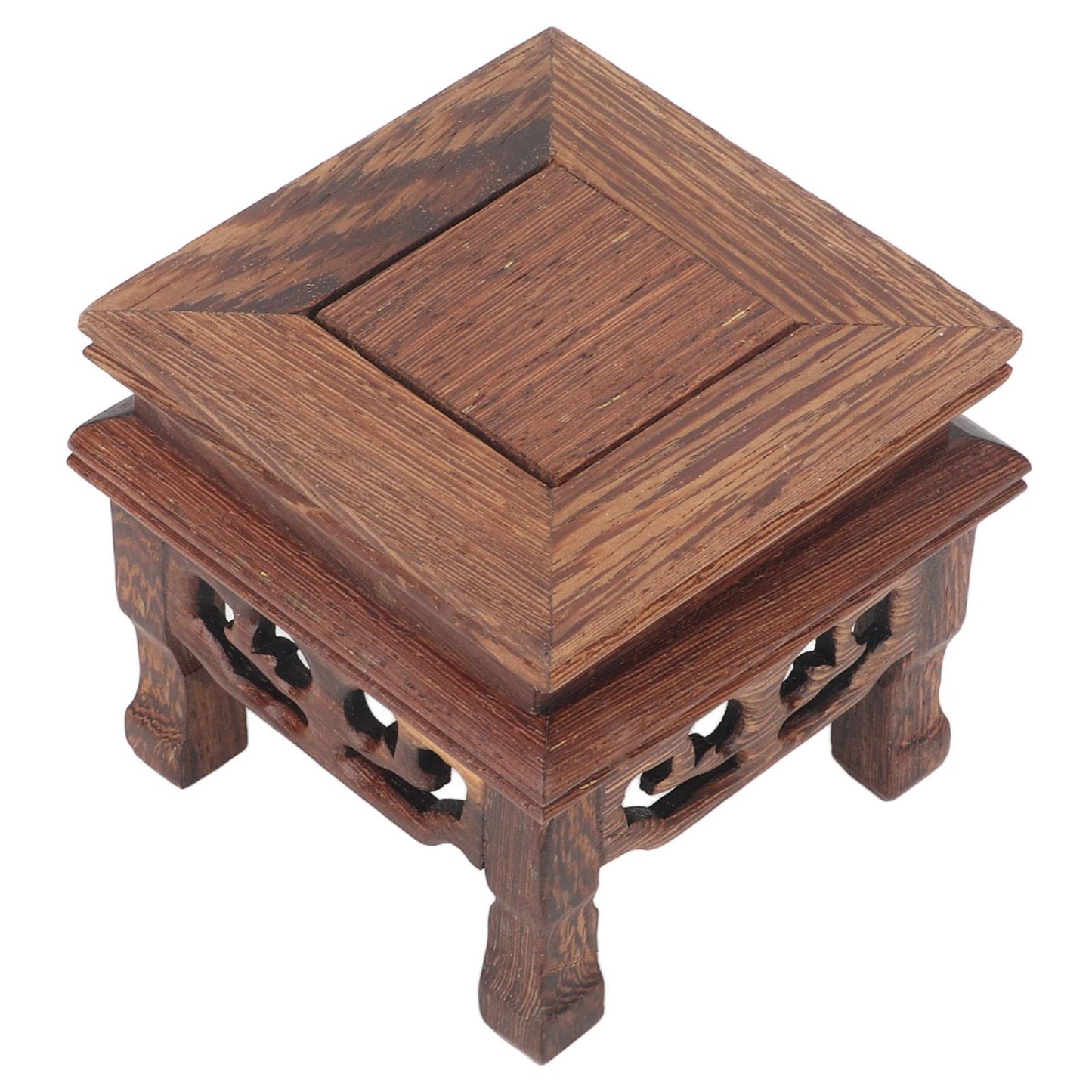 Yosoo Health Gear Wood Display Stand Base Small Tabletop Teapot Display Stand, Wood Carved Pedestal Oriental Home Decoration for Vase Flower Pots Teapot Fishbowl Table Lamp