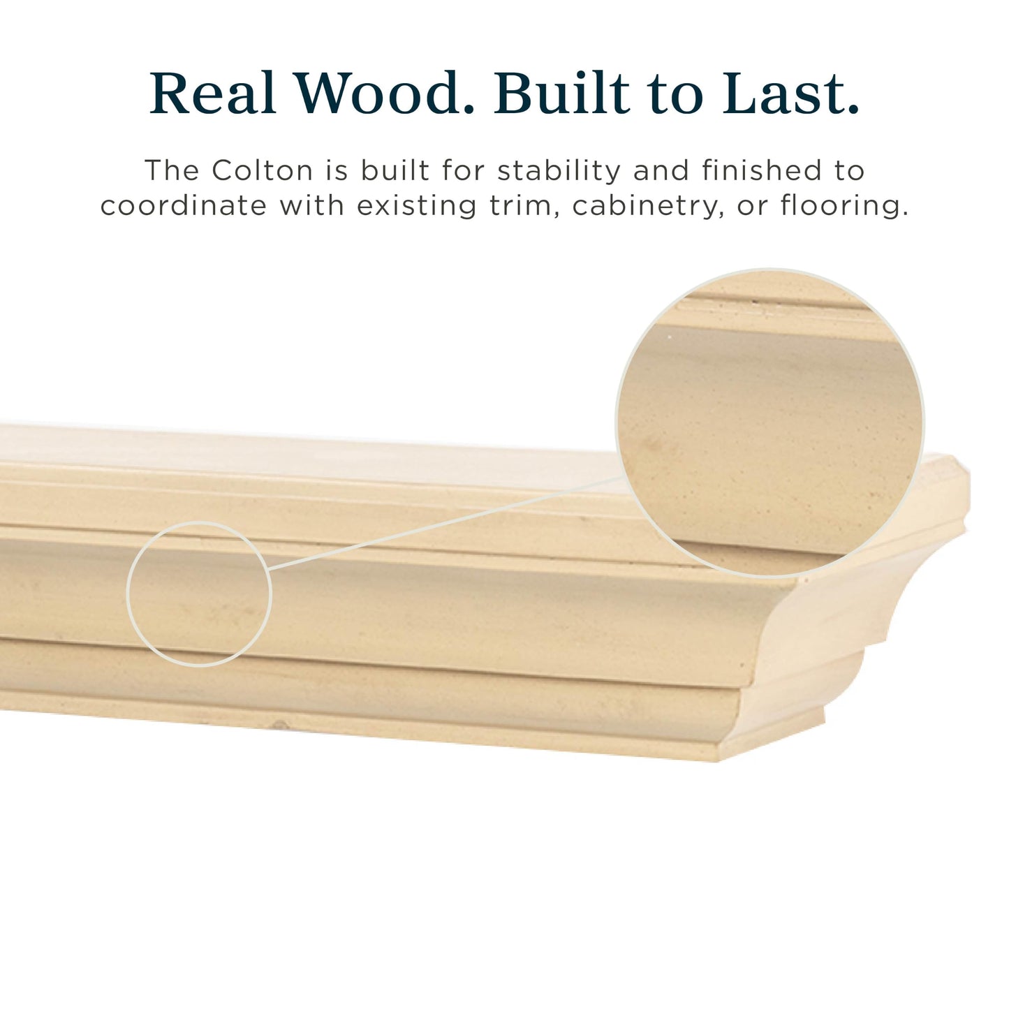 MANTELSDIRECT 60 Inch Floating Fireplace Mantel Wood Shelf in Unfinished - Colton from Mantels Direct | Wooden Rustic Wall Shelf Perfect for Décor and Electric Fireplaces