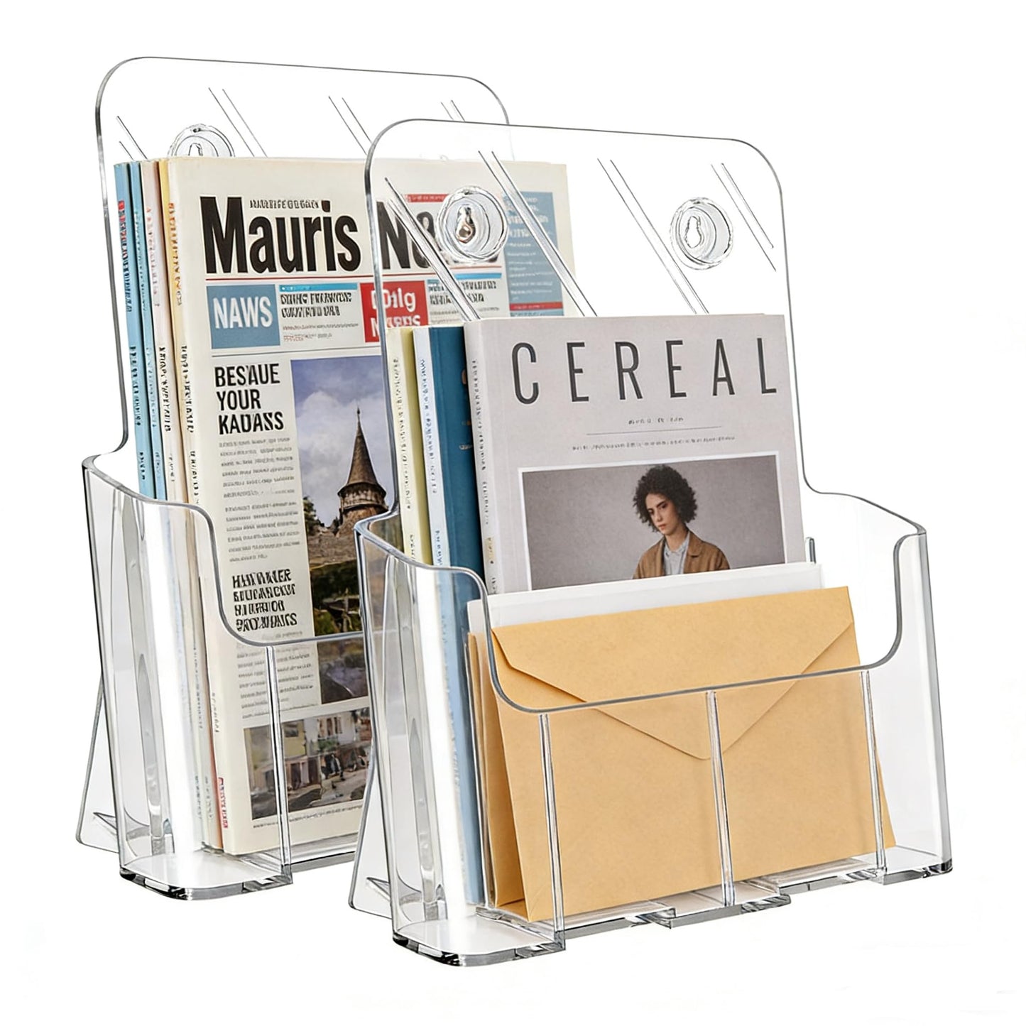 Gawerk 2 Pack Acrylic Brochure Holder 8.5 x 11 inches for Desk or Wall Mount, Clear Flyer Display Stand Plastic Table Stand Sign Literature Holder for Magazines, Menus, Pamphlets, Booklets, Documents
