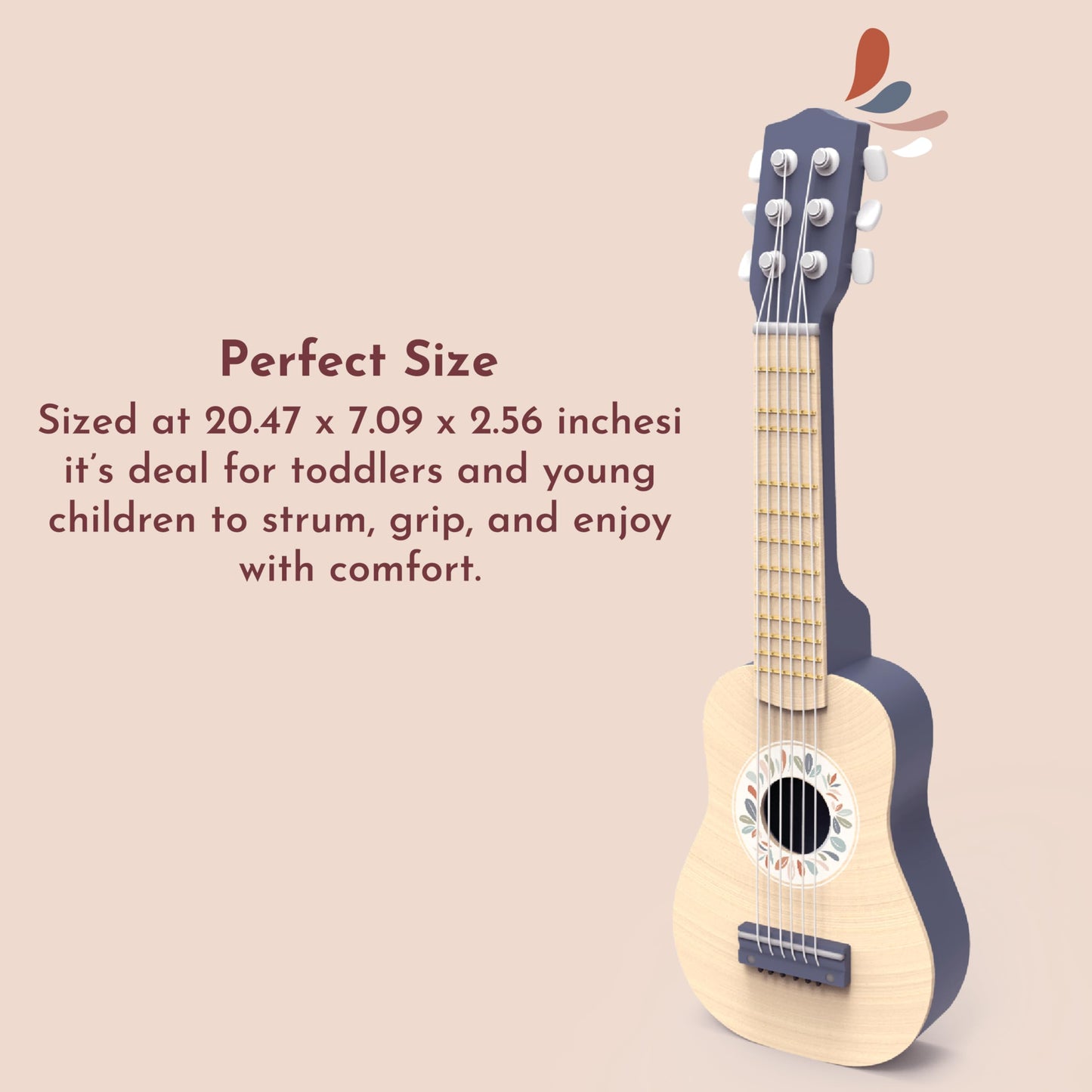SPEEDY MONKEY Wooden Kids Guitar Toy 6-String Nylon for Ages 3+ Learning