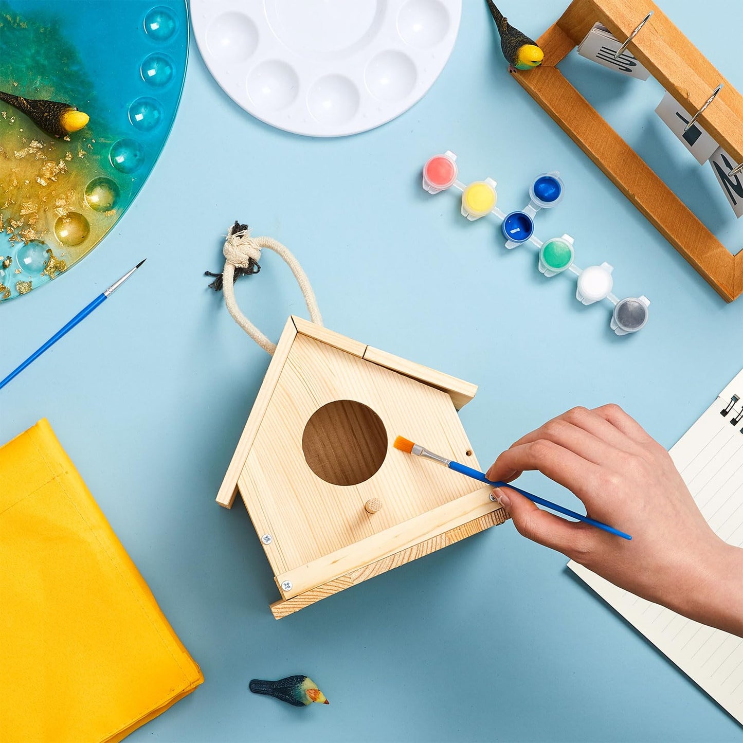 Liliful 36 Sets Wooden DIY Birdhouse Kit, Unfinished Bird Houses with Paints and Paintbrushes, Bird Feeder Craft Arts for Kids Ages 4-8, 8-12, Classroom Activity and Adults Wooden Craft Gifts