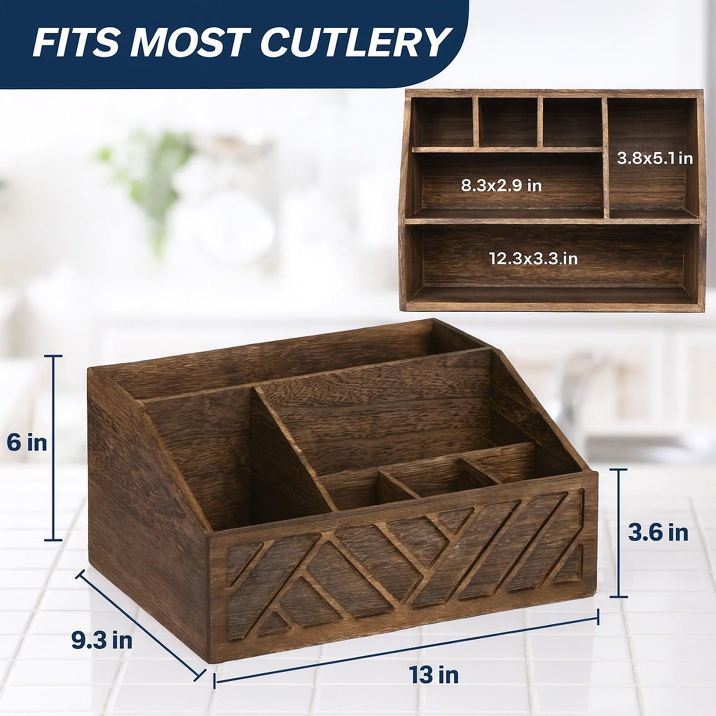 Velvet Petel Paper Plate Dispenser |Paper Plate Holders For Kitchen Counter |Wooden Utensil Holder Silverware Organizer |Cutlery Flatware Organizer Box For Cups, Plates, Cutlery,Kitchen Accessories