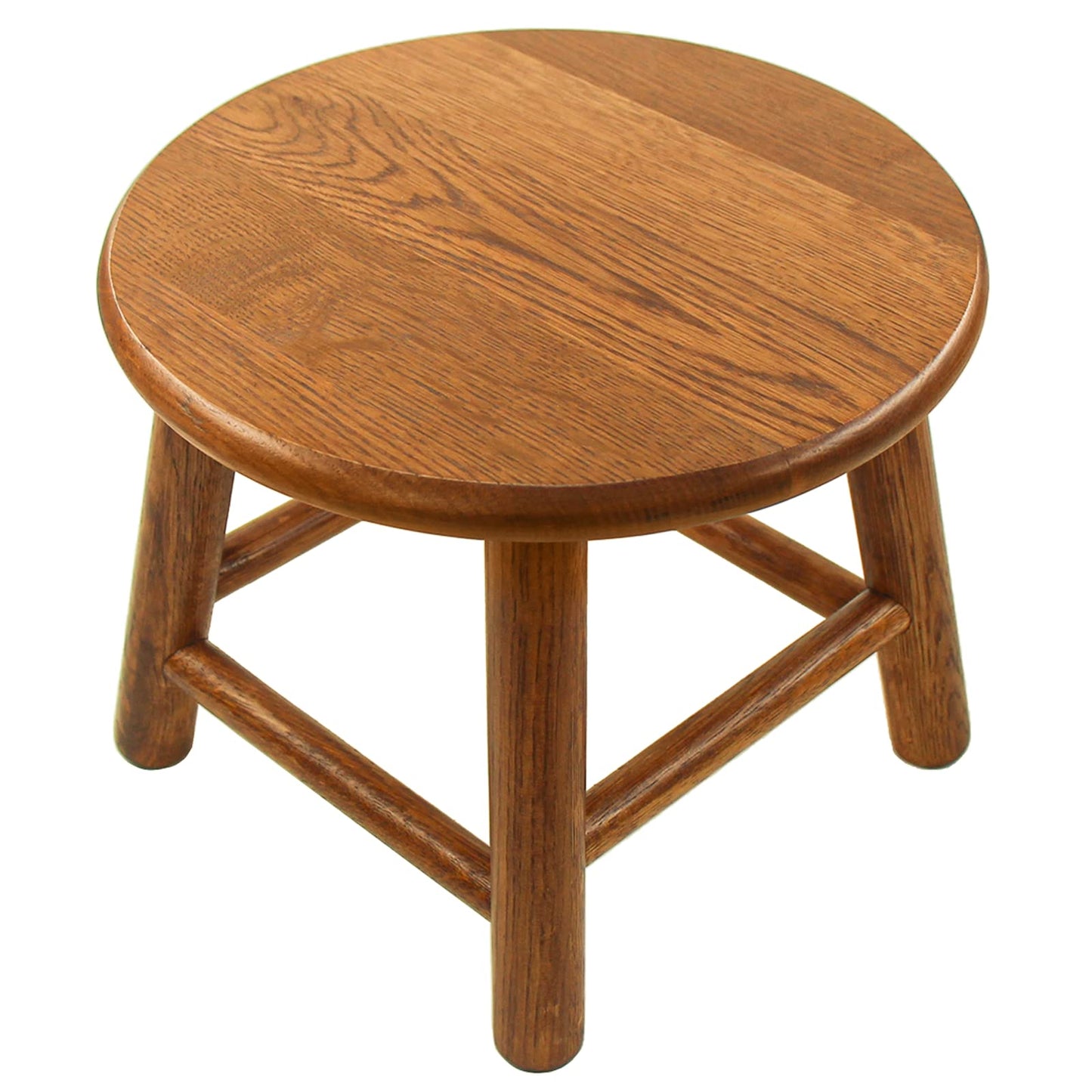 CONSDAN 9-Inch Round Step Stool for Adults & Kids, USA Grown Solid Oak Hardwood Ottoman, Sturdy Small Foot Stool for Kitchen, Bedside, Nursery, Shoe Changing, Plant Stand, Fully Assembled (Chocolate)