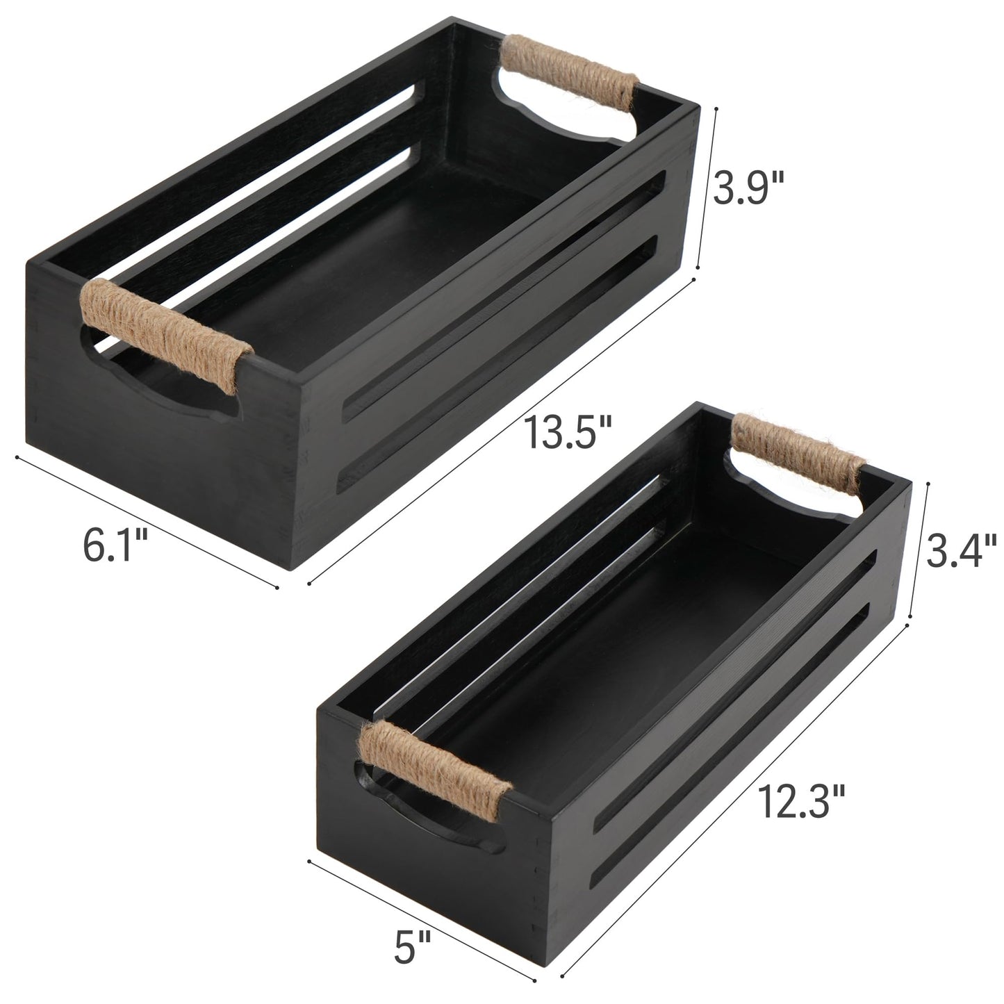 LotFancy Bathroom Decor Box, 2 Pack Toilet Tank Topper Basket, Wooden Bathroom Basket, Back of Toilet Storage Basket, Black Farmhouse Toilet Paper Holder