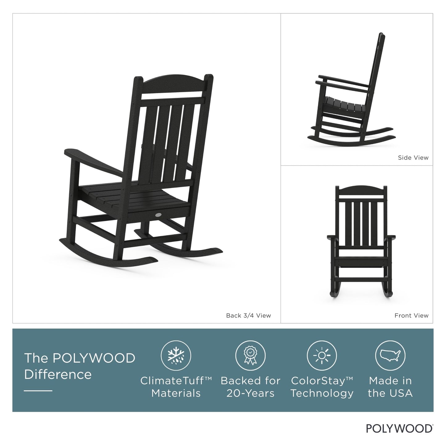 POLYWOOD Presidential Rocking Chair in Black