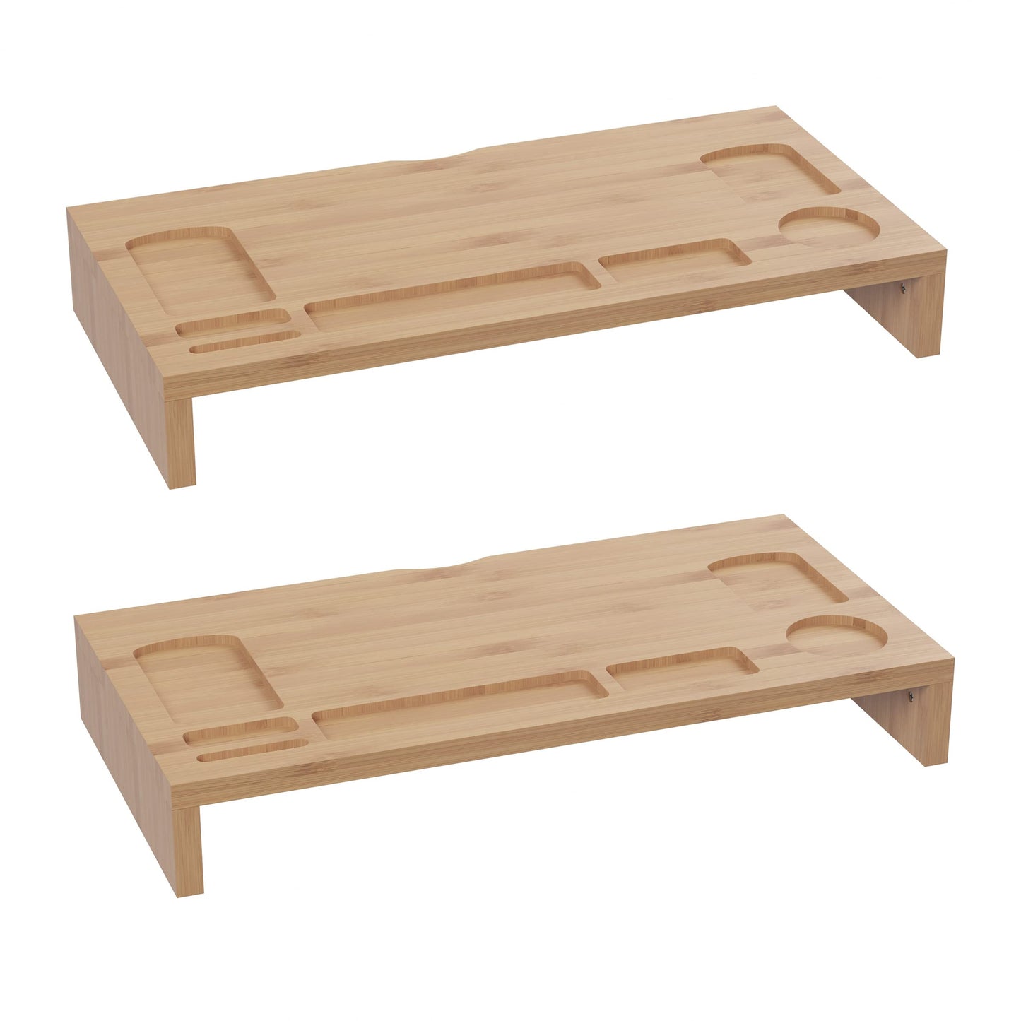 Lavish Home Bamboo Monitor Riser Set – 2-Pack Wooden Laptop Stand and PC Computer Shelf Set for Home, Office, or Dorm Rooms – Office Accessories