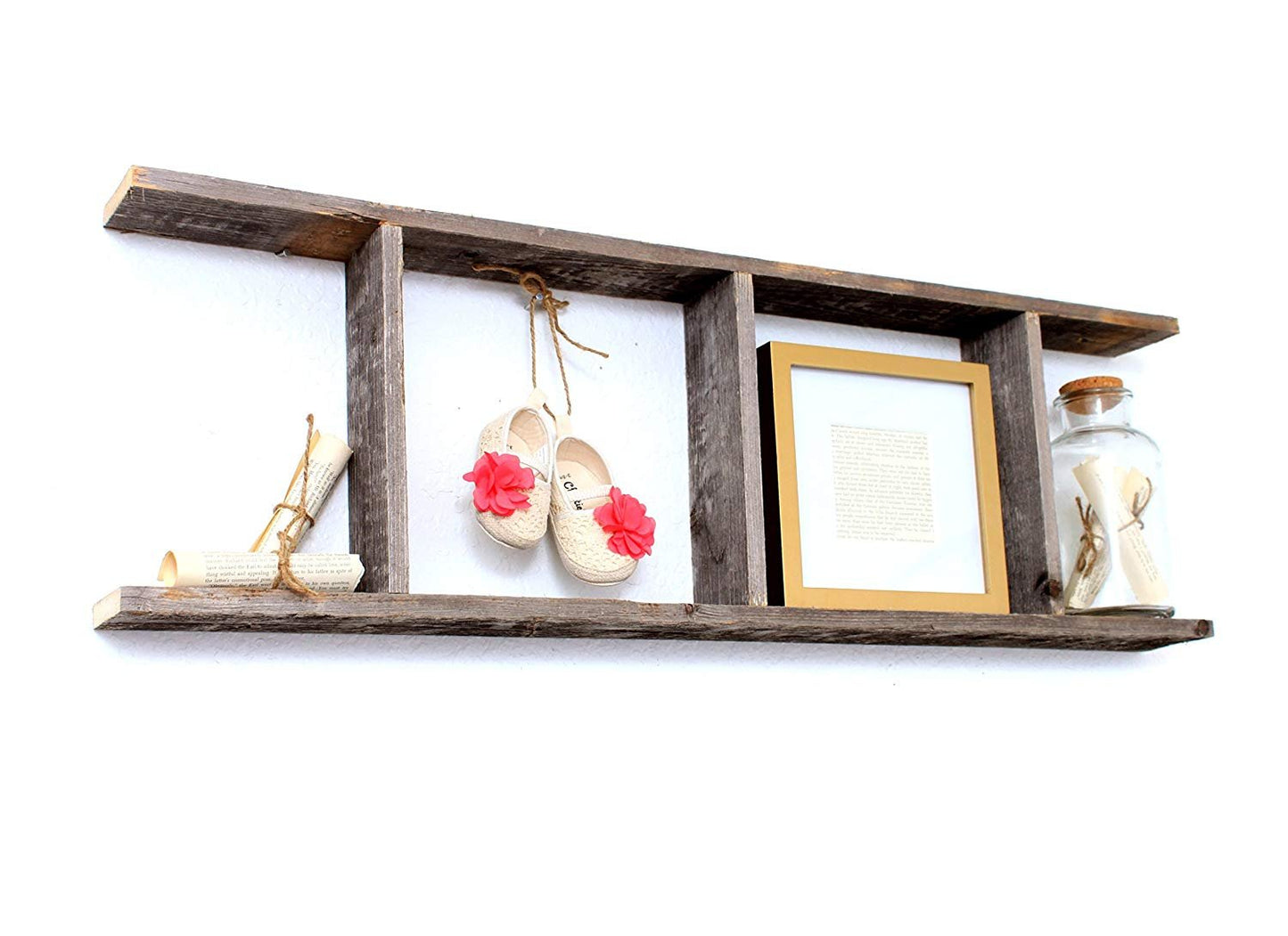 BarnwoodUSA Rustic Farmhouse Decorative Ladder - Our 3ft Ladder can be Mounted Horizontally or Vertically | Crafted from 1% Upcycled Wood | No Assembly Required | Weathered Gray