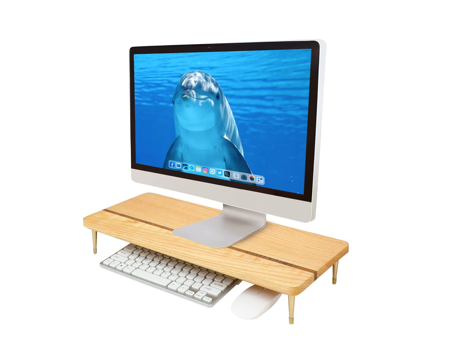 Monitor Stand Wood Riser for iMac Laptop Computer Monitor – A Sturdy Computer Stand to Elevate Your Screen and Reduce Eye Strain and Maintain Body Position(Oak Wood)