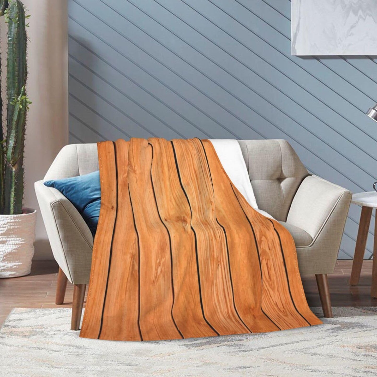 50"X40" Wooden Planks Texture Soft Flannel Blanket - Lightweight and Quick Drying, Used for Home, Travel, Camping