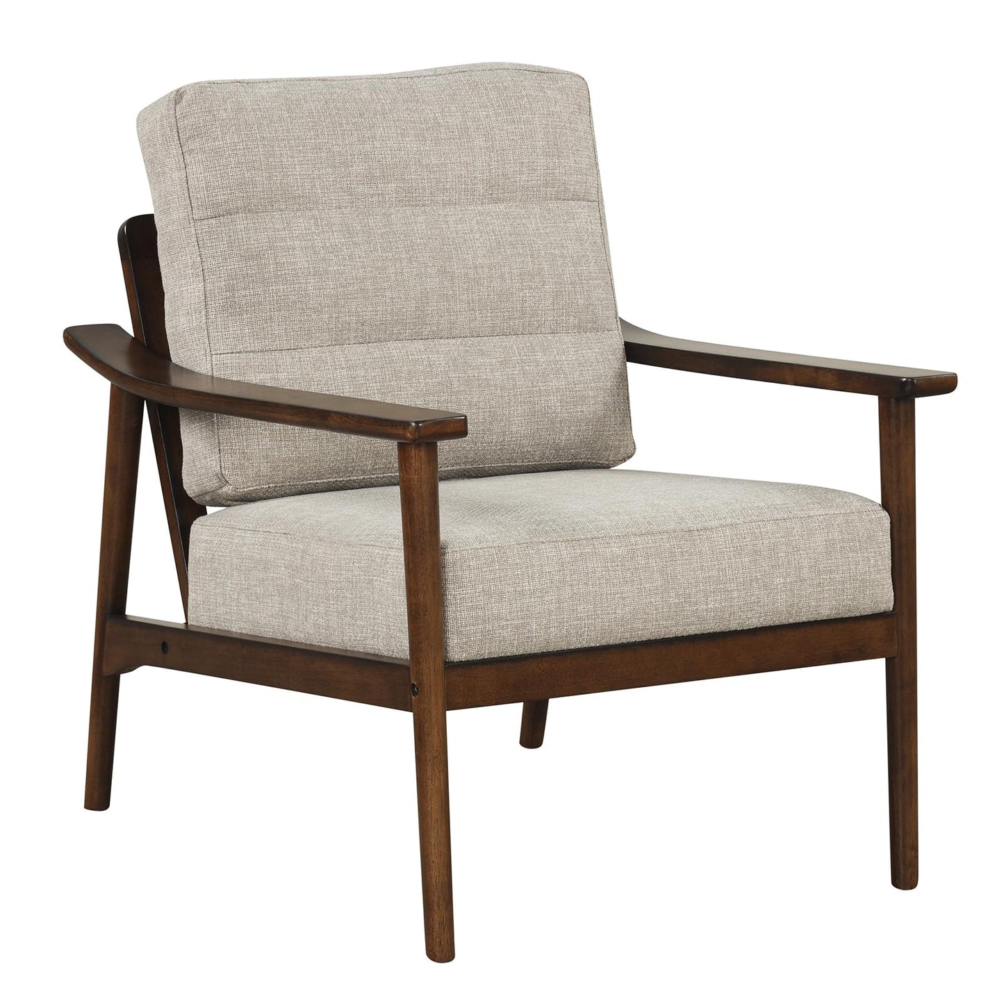 Giantex Mid Century Modern Accent Chair, Max Load 440 LBS Upholstered Living Room Chair with Rubber Wood Armrests & Legs, Removable Back Cushion, Comfy Reading Arm Chair for Living Room, Bedroom