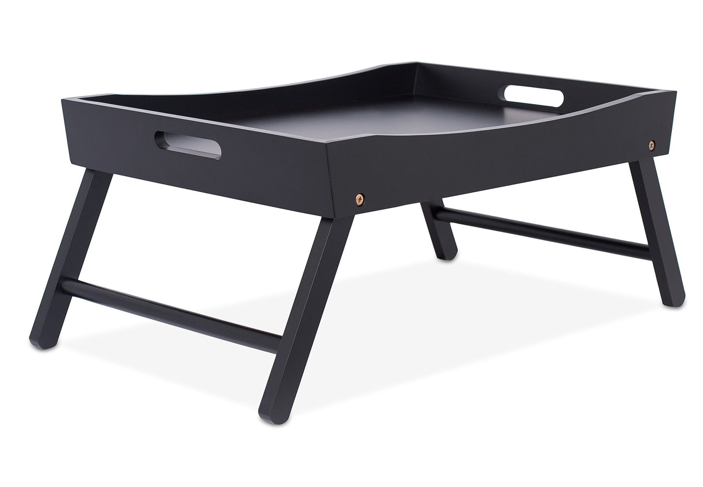 BIRDROCK HOME Wood Bed Tray for Eating | TV Tray with Folding Legs | Wide Breakfast Serving Lap Desk with Sides & Handles | Laptop Table | Foldable Study Writing Table | Adjustable Food Tray | Black
