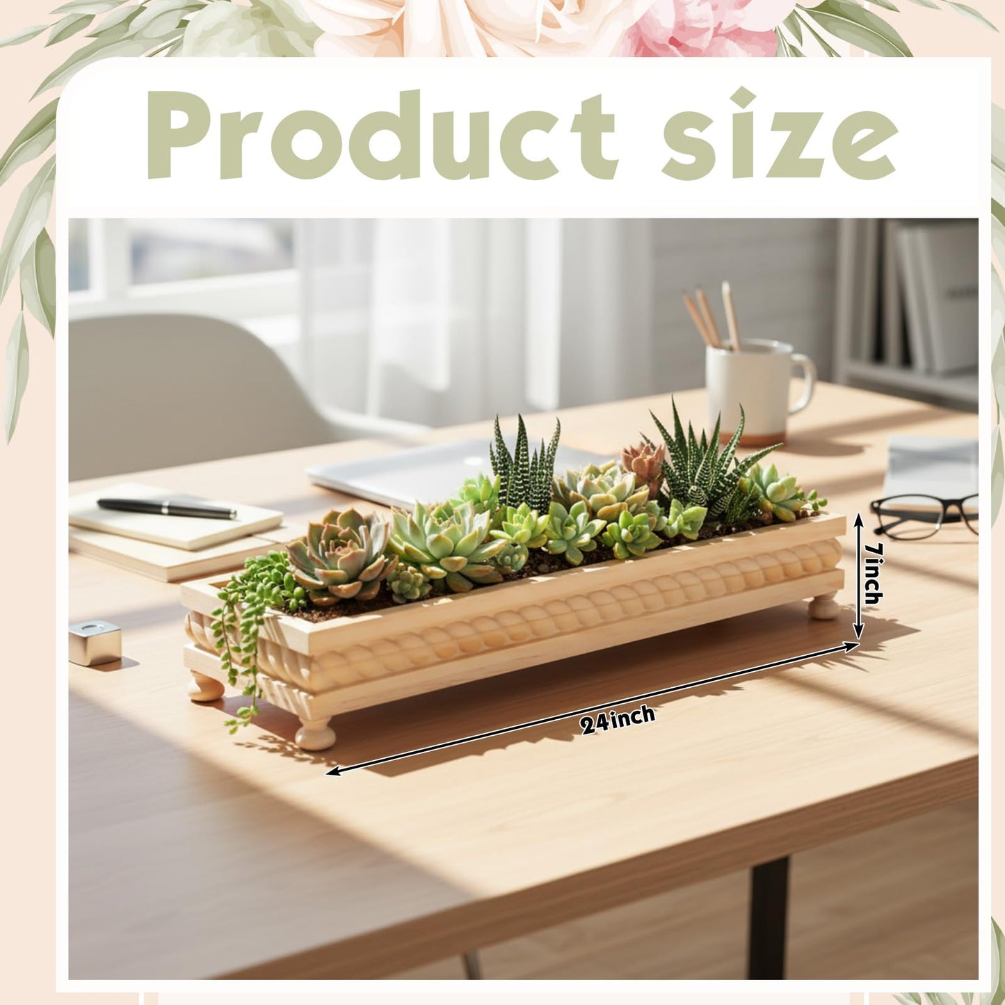 AceOrbit Large Long Wooden Dough Bowl, Spring Decorative Wooden Tables Centerpiece Tray, Riser Rustic Dough Bowl, Farmhouse Centerpiece Tray for Table Living Room Dining Gift(24",Wood)