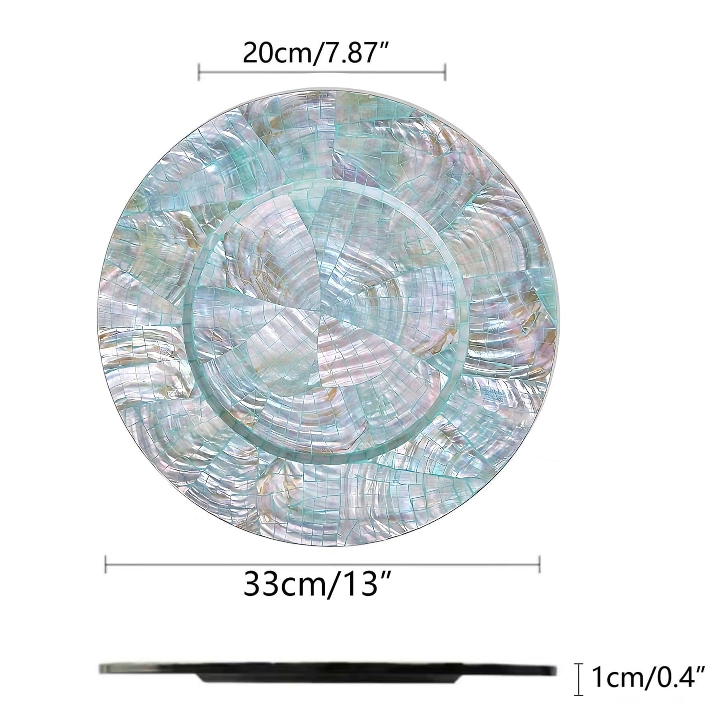 i-lan 2-Pack 13" Mother of Pearl Charger Plates – Shell-Inlaid Wooden Platters for Dining, Party & Luxury Décor – Elegant Dinnerware Placemats, Ideal Housewarming or Holiday Gift