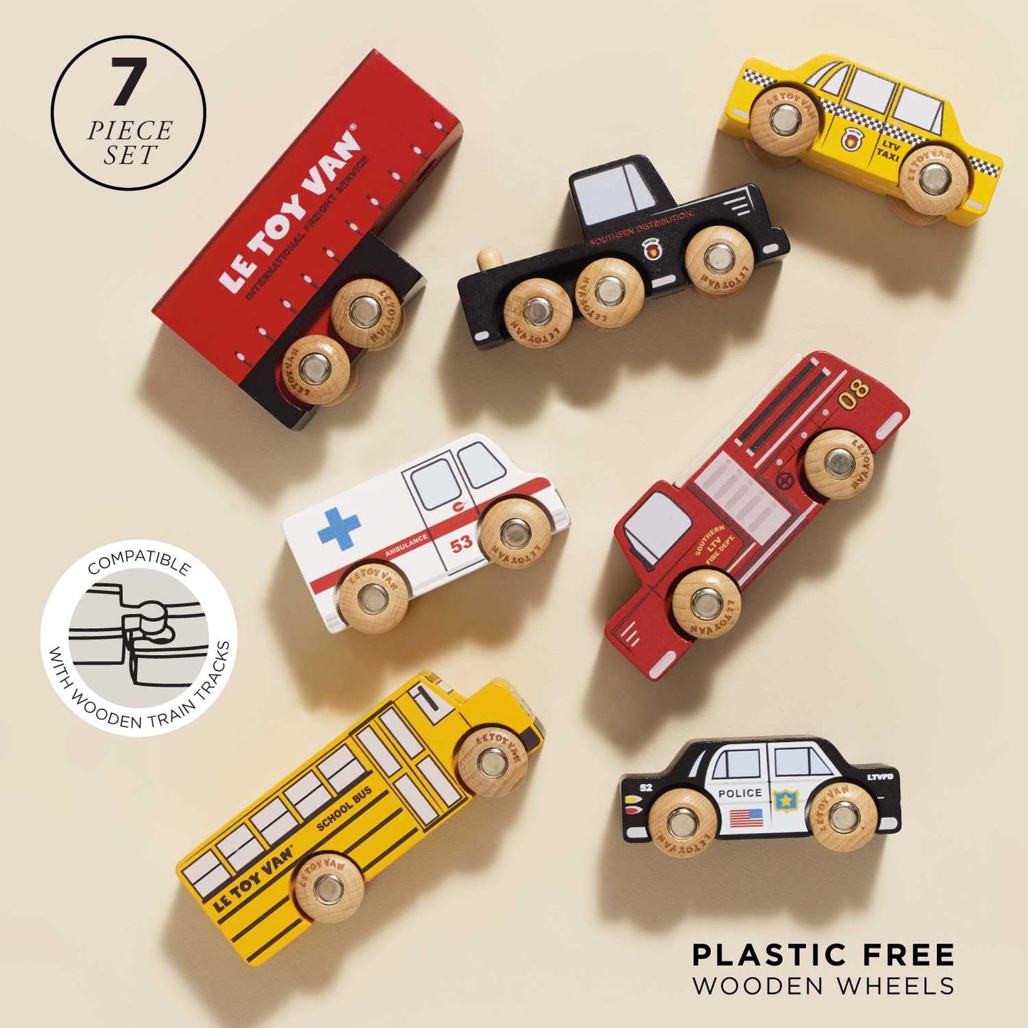 Le Toy Van New York Car Set Premium Wooden Toys for Kids Ages 3 Years & Up