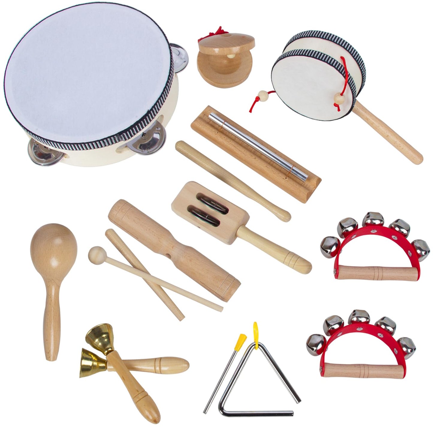 Wooden Musical Instruments Set for Toddlers 1-3, Natural Wood Percussion Instruments Xylophone Gift Set for Girls Boys Kids ,Preschool Educational Musical Toys with Storage Bag (Log Color)