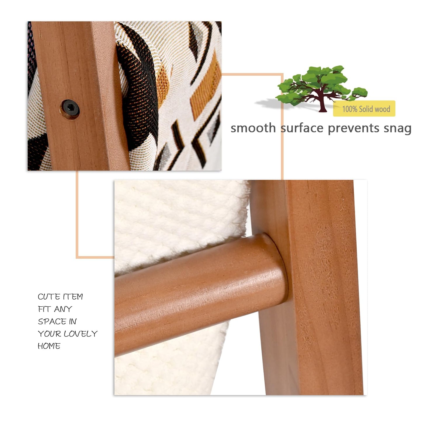 SwallowLiving 6ft Blanket Ladder, Solid Wood Towel Ladder, Rustic Decorative Ladder for Blankets, Farmhouse Wooden Quilt Rack for Living Room & Bathroom