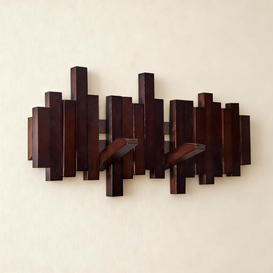 Coat Rack Wall Mount, Coat Hooks Wall Mount, Wall Mounted Coat Rack, Heavy Duty Wall Coat Rack with 6 Hooks, Acacia Wood Piano Coat Rack for Hanging Coats, Keys, Hats, Bags