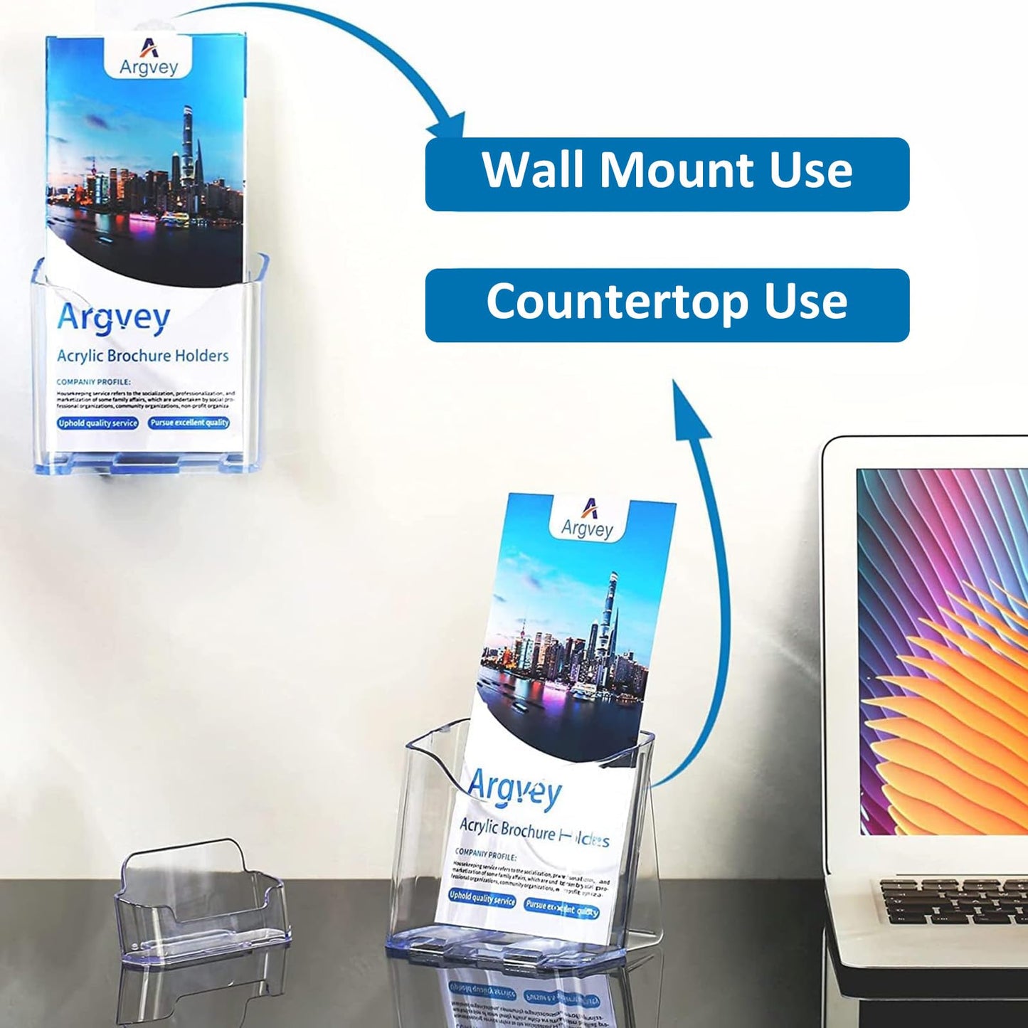 Argvey Acrylic Brochure Holder 4x9 Inch, Clear Pamphlet Holder Display Stand for Trifold 4 Inch Flyers, Booklets, Table Signs, Plastic Rack Card Holder for Office, Home, Store, 6 Pack