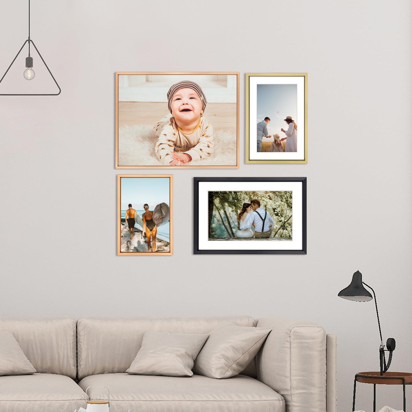BKABOT 4x6 Picture Frame Set of 3, Brass Metal Photo Frames with HD Glass, Fits 3x5 with Mat or 4x6 without Mat, Wall Hanging and Table Display