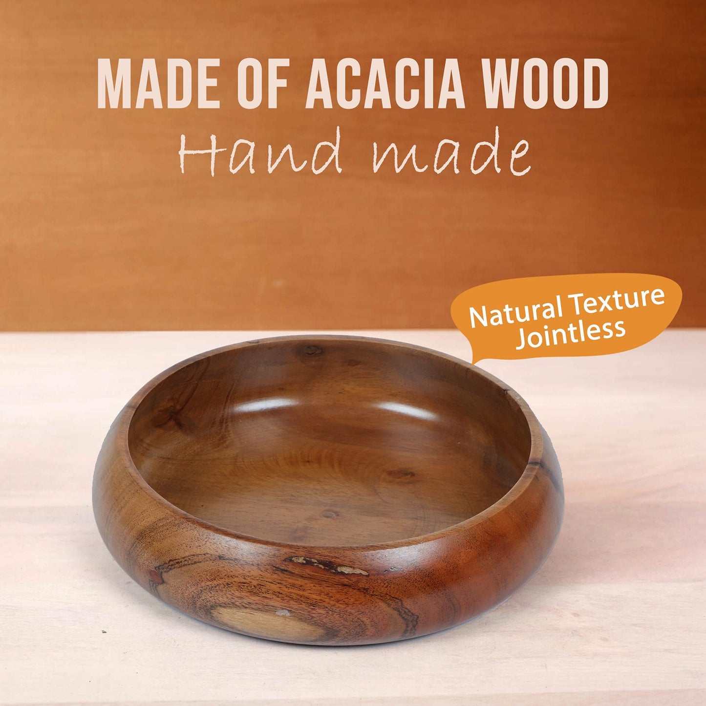 LAVAUX DESIGNS wooden bowls for food | Set of 3 individual acacia wood bowls 8 x 2 inches (25 oz) | Enjoy your salad, pasta, rice, acai, smoothie, soup, fruits, snacks