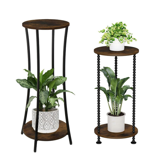 YINMIT Plant Stand Indoor, 2 Tier Small Plant Stand, Corner Flower Pot Stand, Plant Tables Indoor, Planter Pot Holder for Balcony Garden Patio Living Room