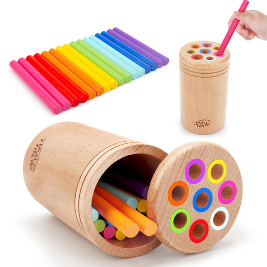 Montessori Toys for Toddlers 1-3: Wooden Learning Color Sorting Toys for Toddlers, Preschool Fine Motor Developmental Sensory Travel Toys, Busy Board for 18 month old, Baby Birthday Gifts Boys Girls