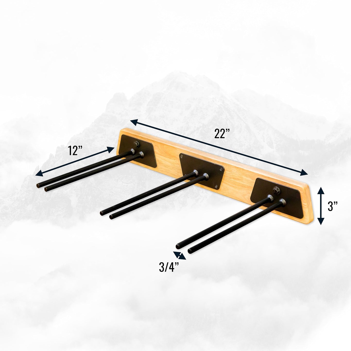 StoreYourBoard Natural Wood Ski Rack, Wall Mount 6 Ski Storage, Indoor or Garage, Wood and Steel Holds 150 lbs