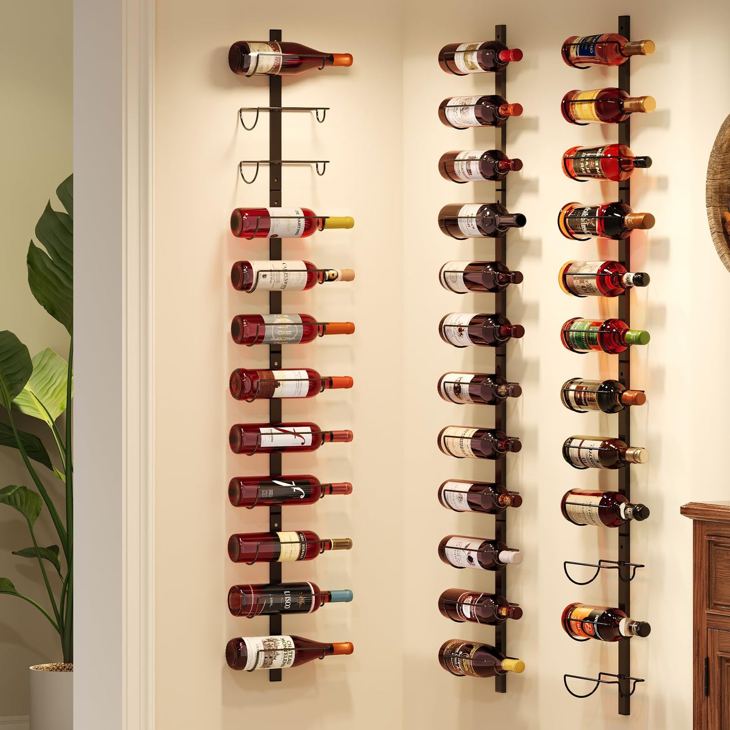 X-cosrack DIY 12 Bottles Wall Mounted Wine Rack, Detachable Wine Storage Organizer, Used Alone or A Set of 4, Wall Wine Display, for Kitchen, Dining Room, Bar, Wine Cellar
