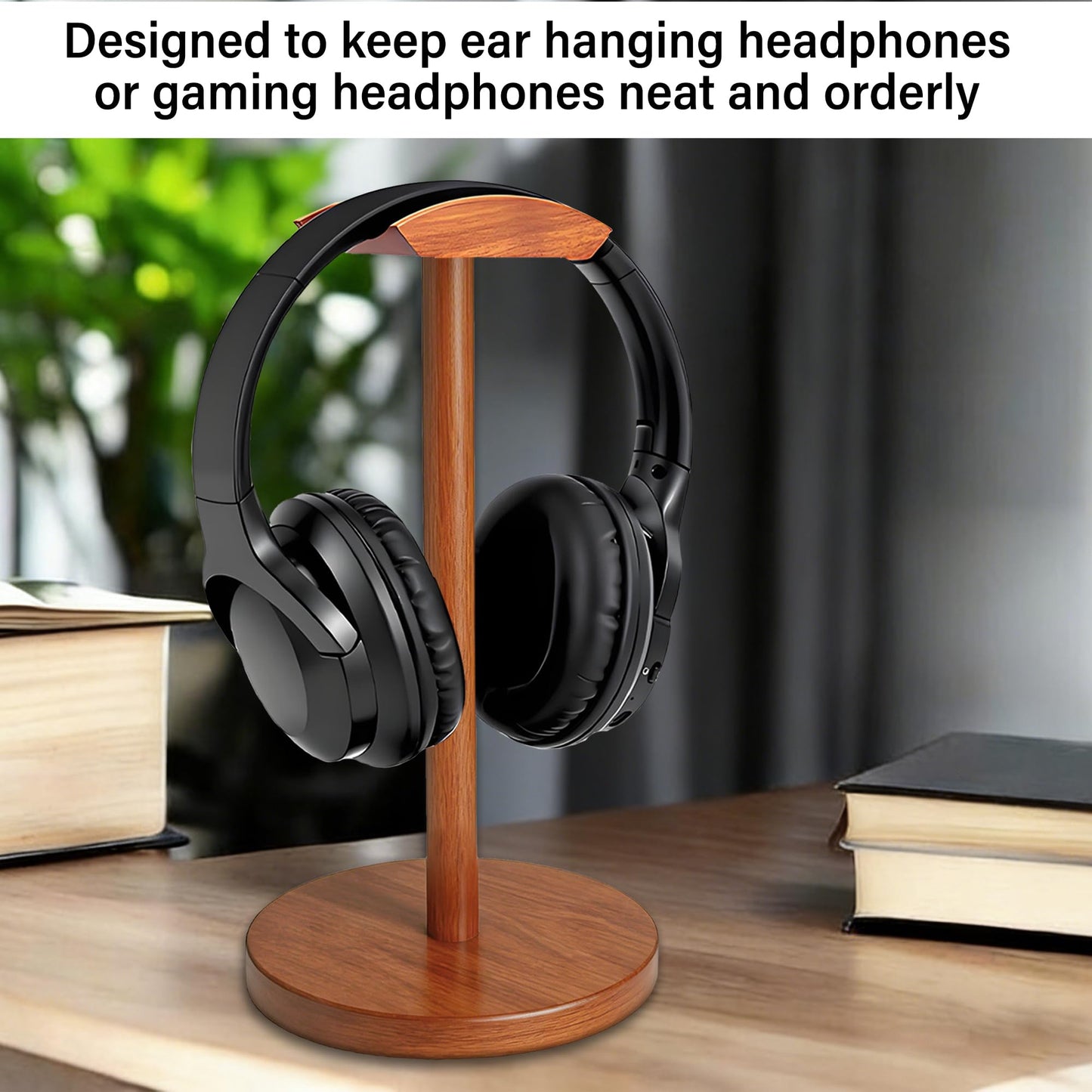 URANT Solid Walnut Wood Headphone Stand with Storage Base - Universal Wooden Headset Holder for Gaming & Office - Compatible with Bose,Sony,Sennheiser,Razer,Beats,PS5