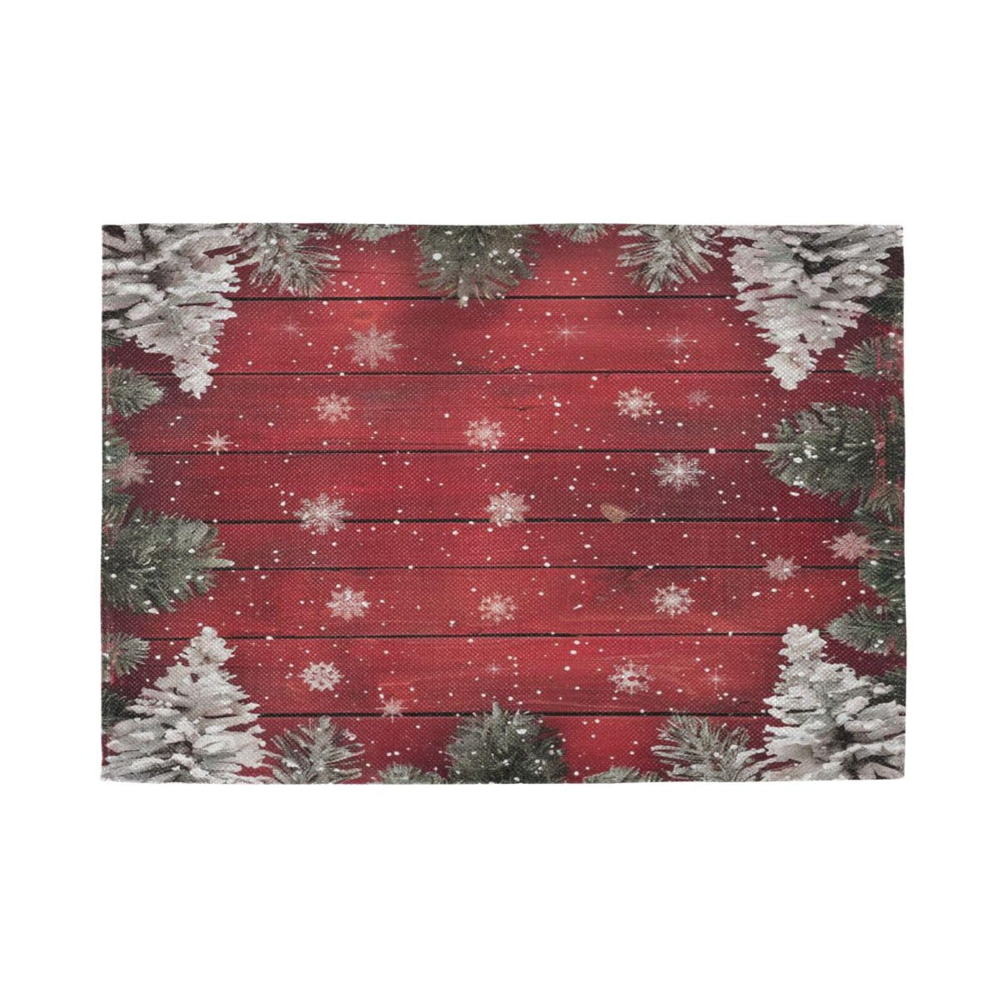 Christmas Placemats Set of 6 Happy Red Wooden Christmas Trees Placemat Table Place Mats for Dining Kitchen Table Easy to Clean Washable