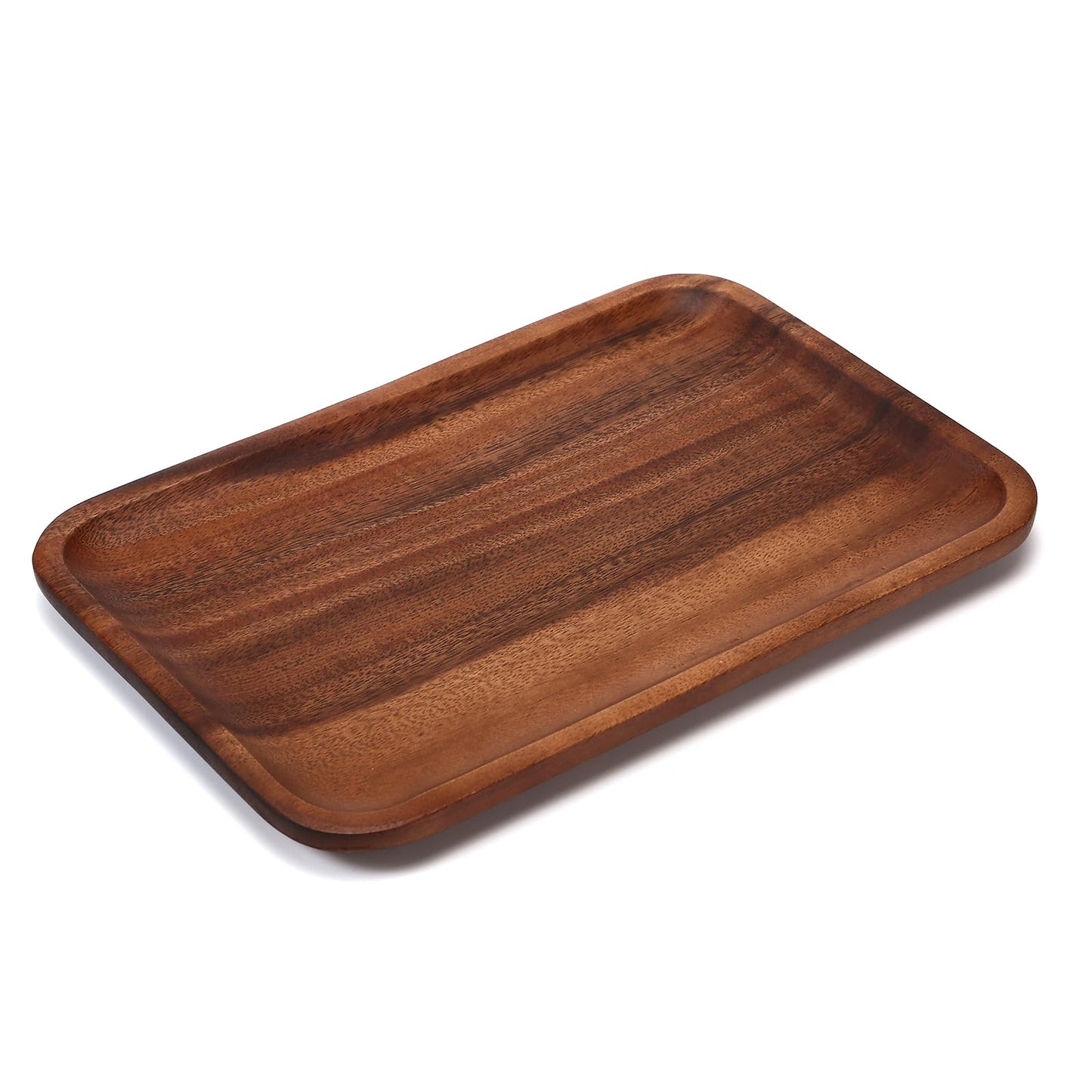 2PCS Serving Wood Valet Tray for Men Women, Catch All Acacia Mens Key Dump Bedside Nightstand Organizer EDC Decorative Wooden Tray for Phone Watch Wallet Keys