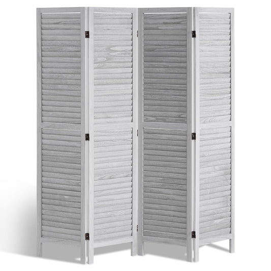 VEVOR Wood Room Divider, 4 Panel Folding Privacy Screen, 66.9 Inches Tall Indoor Wooden Partition, Portable Decoration Screen, for Room Separation, Home, Office, Restaurant & Bedroom (Light Grey)
