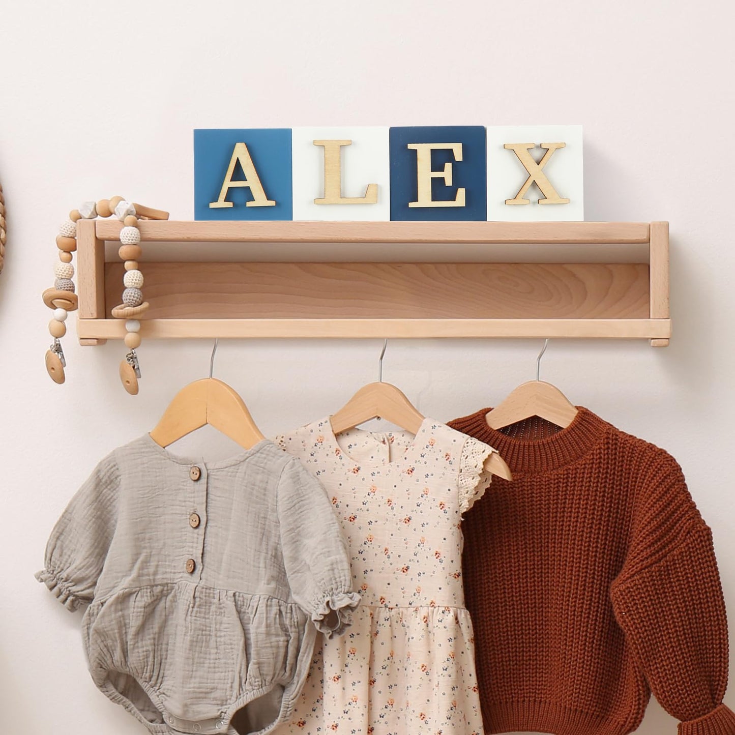 Kigley 8 Pcs Custom Wooden Name Sign 8 Letter Blocks and 78 Wooden Letter Name Wooden Cubes Wooden Blocks for Montessori Shower Name Alphabet Wood Signs