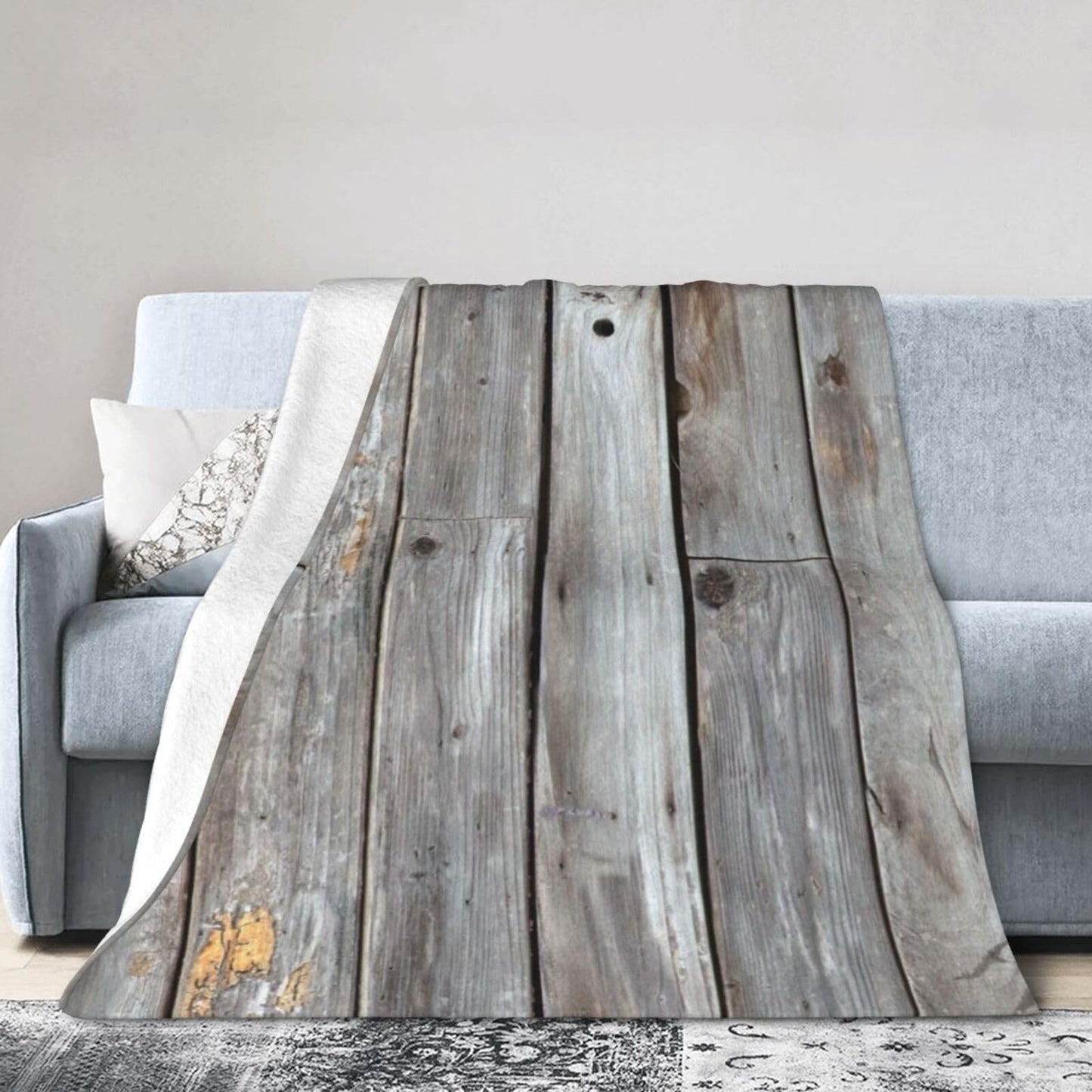 50"X40" Weathered Wooden Planks Texture Soft Flannel Blanket - Lightweight and Quick Drying, Used for Home, Travel, Camping