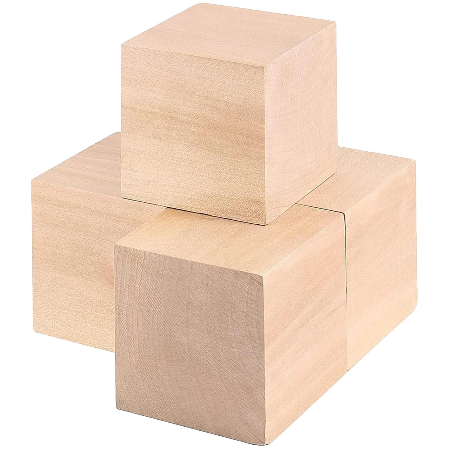 HOIGON 4 PCS 2.75 x 2.75 x 2.75 Inch Wooden Cubes Blocks, 2-3/4 Inch Natural Square Unfinished Wood Blocks Craft Cubes for Crafts Carving Painting DIY Projects