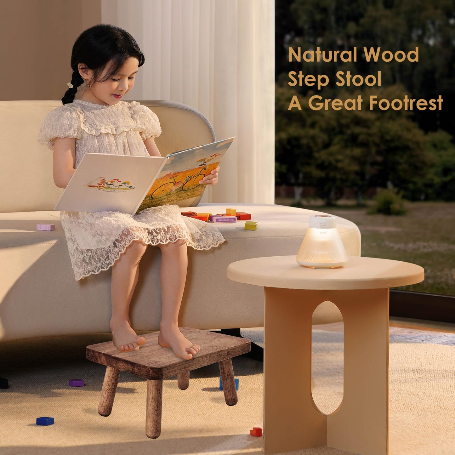 Jurath Wooden Step Stool for Adults Office's Step Stool Heavry Duty Stepping Stools for Office, Bedroom, Garden, Bathroom with Four Detachable and Assembled Legs Chocolate Brown (Classic 6.3" inch)