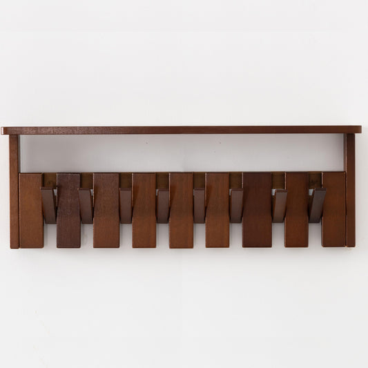 BLHOVNO Wooden Coat Rack Wall Mount with Shelf, Heavy Duty Entryway Organizer with 8 Hooks,Coat Hooks Hanger for Coats, Hats, Bags & Towels, Walnut Wall Hanger for Hallway, Bedroom, Kitchen (8 Hooks)
