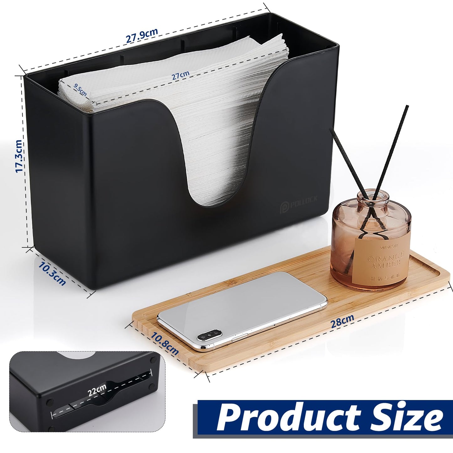Wall Mount Paper Towel Dispenser with Lid, Commercial Hand Paper Towel Holder Dispenser for C-Fold Z-Fold Trifold Towel, Countertop Paper Towel Napkin Dispenser Box for Bathroom Kitchen Decor
